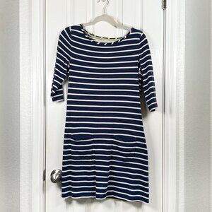 Boden Stripe Jersey Dress Women’s 6 Blue White Navy 3/4 Sleeve Nautical Preppy